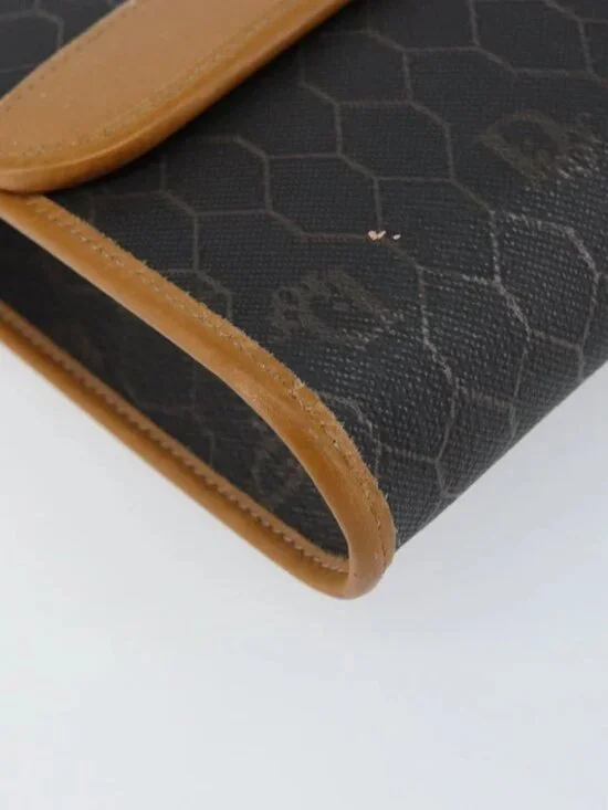 Christian Dior Honeycomb Canvas Chain Shoulder Bag PVC Black Gold Auth - Picture 11 of 15